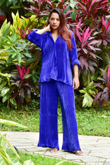 Pleated Royal Blue Co-Ord Set