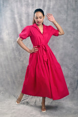 Pink Button-Down Maxi Dress
