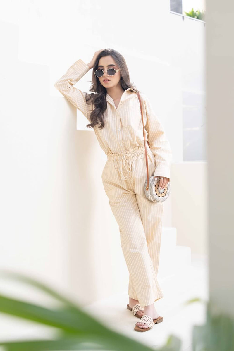 Brown Stripe Shirt Co-ord Set