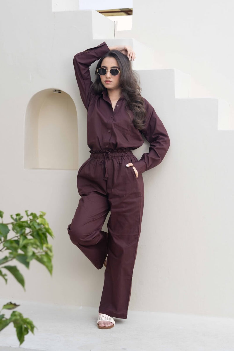 Chocolate Brown Shirt Co-ord Set