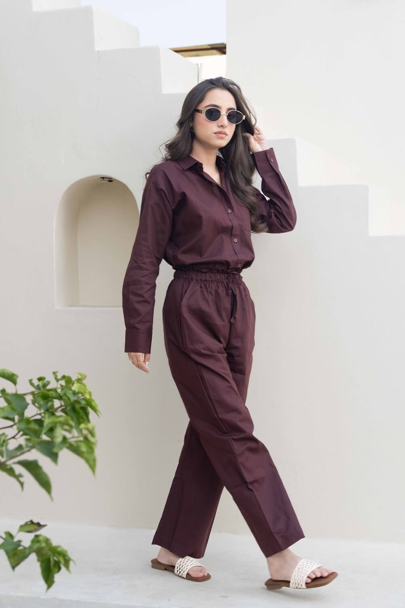 Chocolate Brown Shirt Co-ord Set