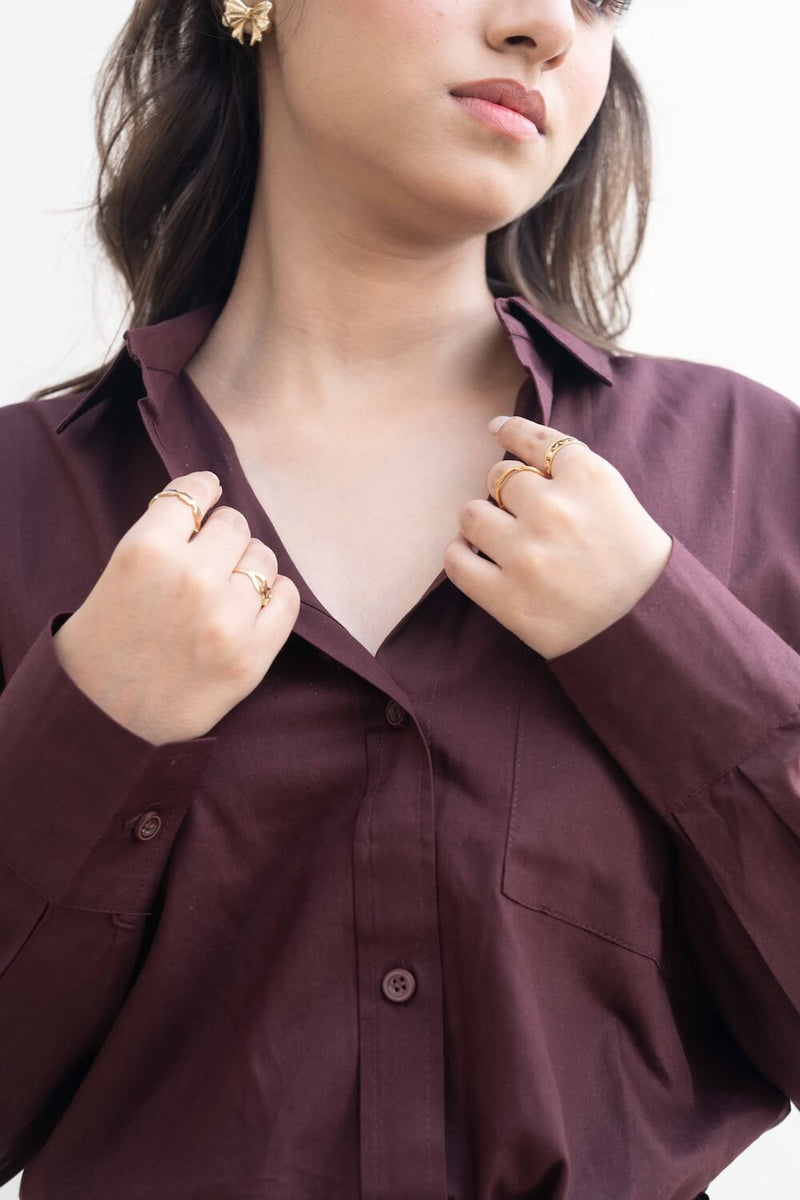 Chocolate Brown Shirt Co-ord Set