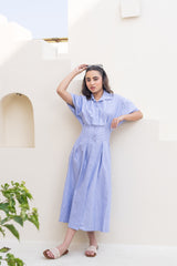 Skyline Pinstripe Shirt Dress