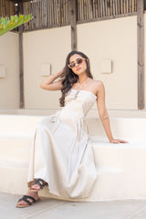 Ivory Tie-Detail Maxi Dress