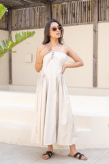 Ivory Tie-Detail Maxi Dress