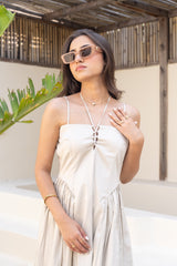 Ivory Tie-Detail Maxi Dress