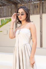 Ivory Tie-Detail Maxi Dress