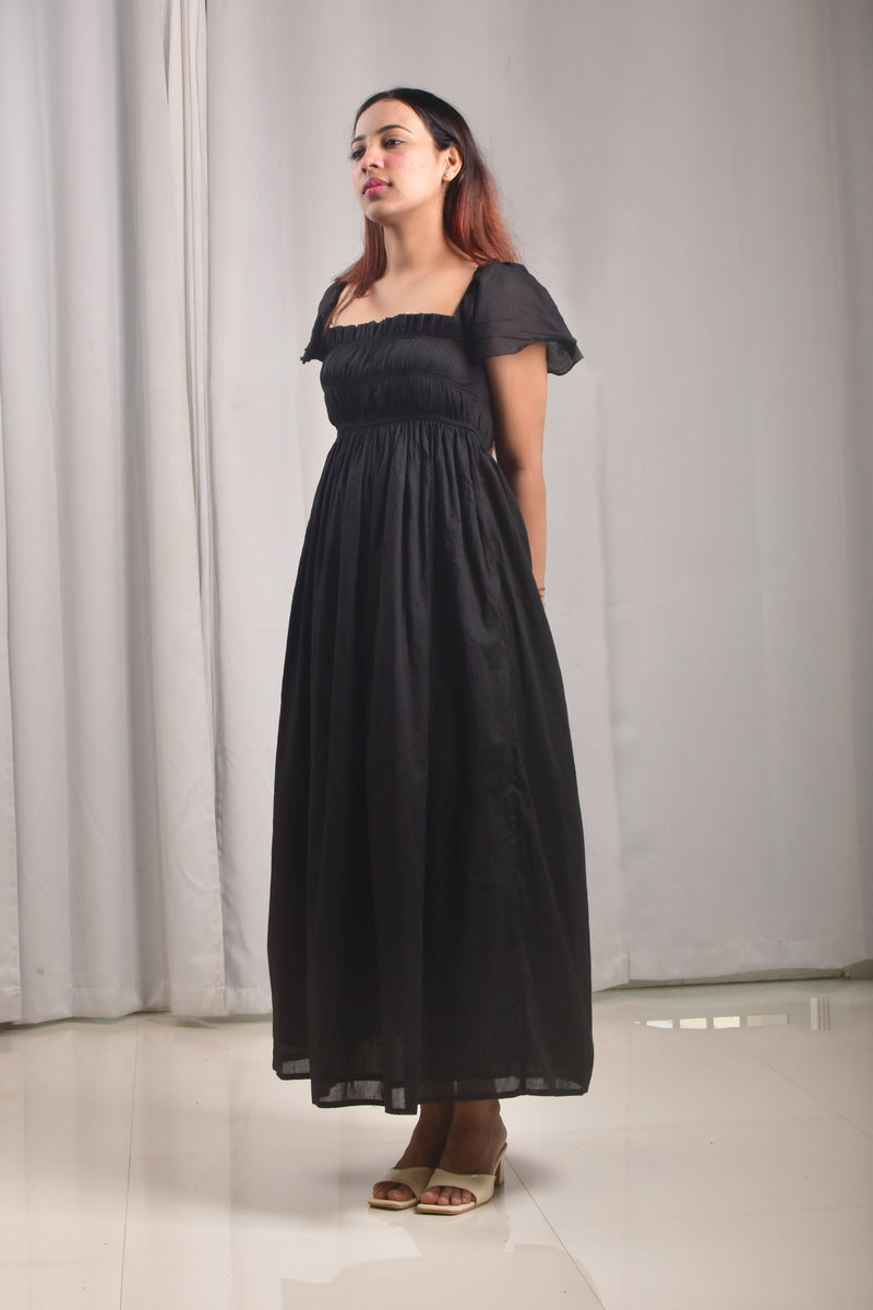 Black Twill Maxi Dress