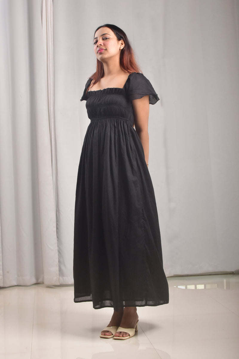 Black Twill Maxi Dress