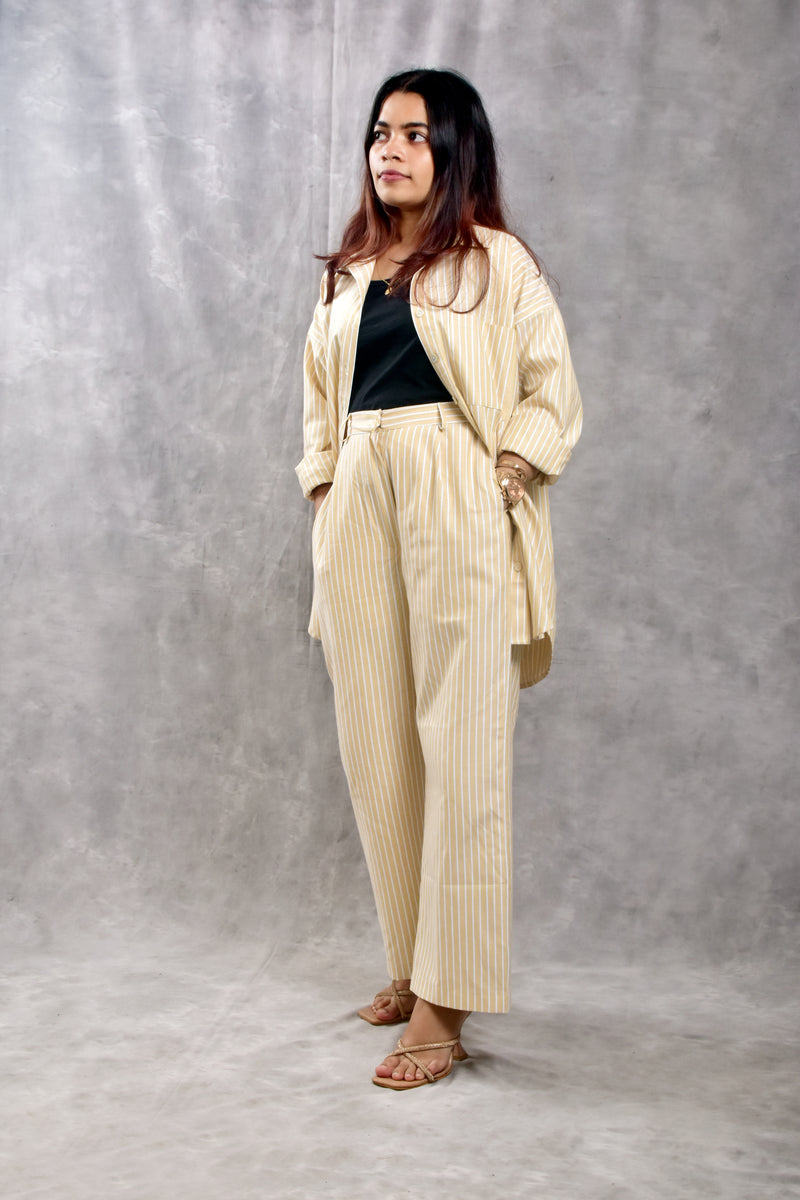 Lemon Yellow Striped Co-Ord Set