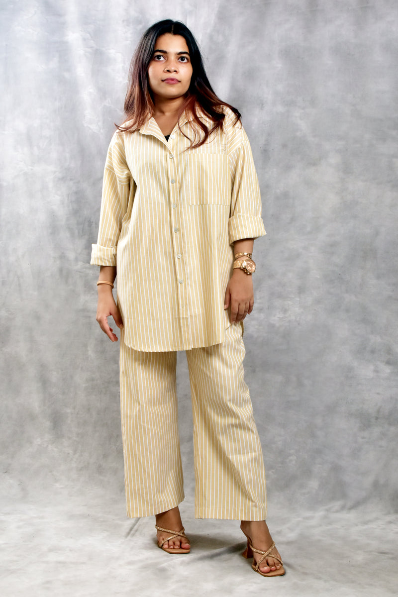 Lemon Yellow Striped Co-Ord Set