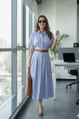 Skyline Pinstripe Shirt Dress