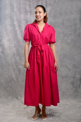 Pink Button-Down Maxi Dress