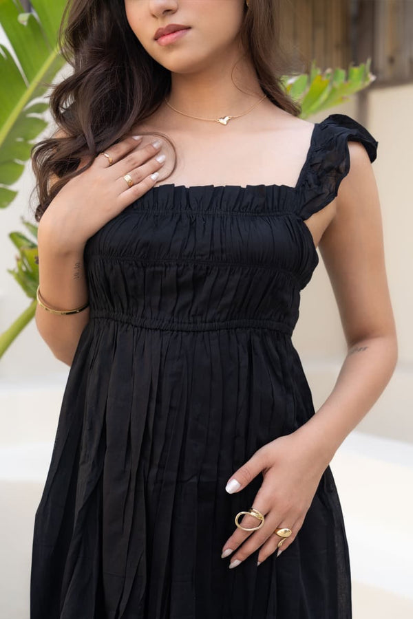Black Twill Maxi Dress