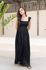 Black Twill Maxi Dress