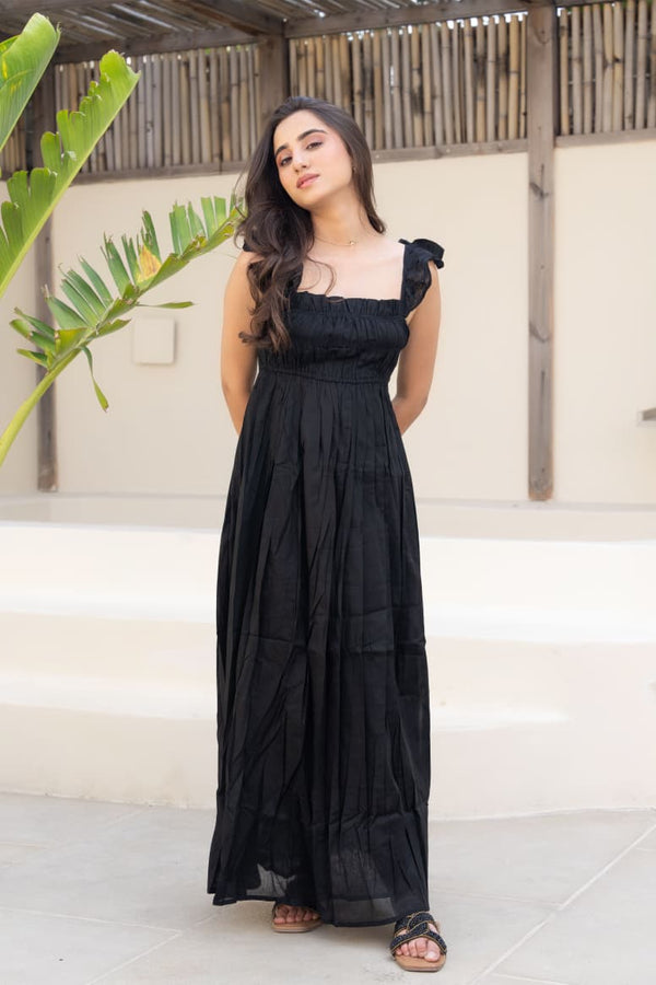 Black Twill Maxi Dress