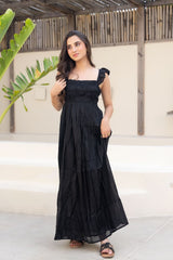 Black Twill Maxi Dress