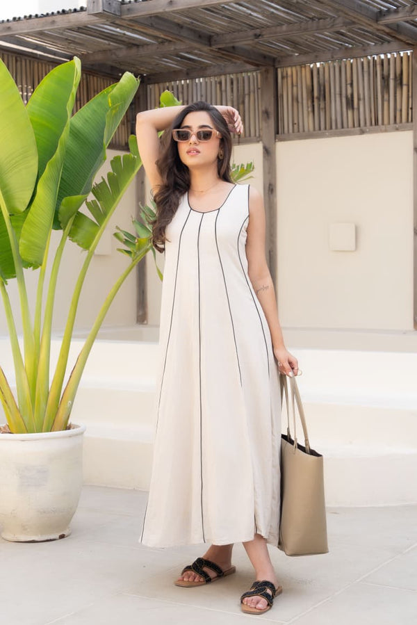 Creamy Beige Flex Maxi Dress