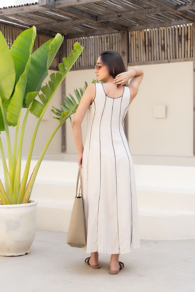 Creamy Beige Flex Maxi Dress