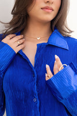 Pleated Royal Blue Co-Ord Set