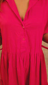 Pink Button-Down Maxi Dress